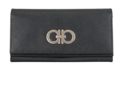 Salvatore Ferragamo Gancini Large Wallet, Leather, Black, MII 2*